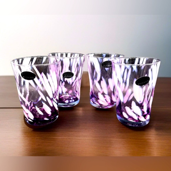 4 set Murano 6.6” tall drink Glasses new Italy Import Handmade - Picture 1 of 2